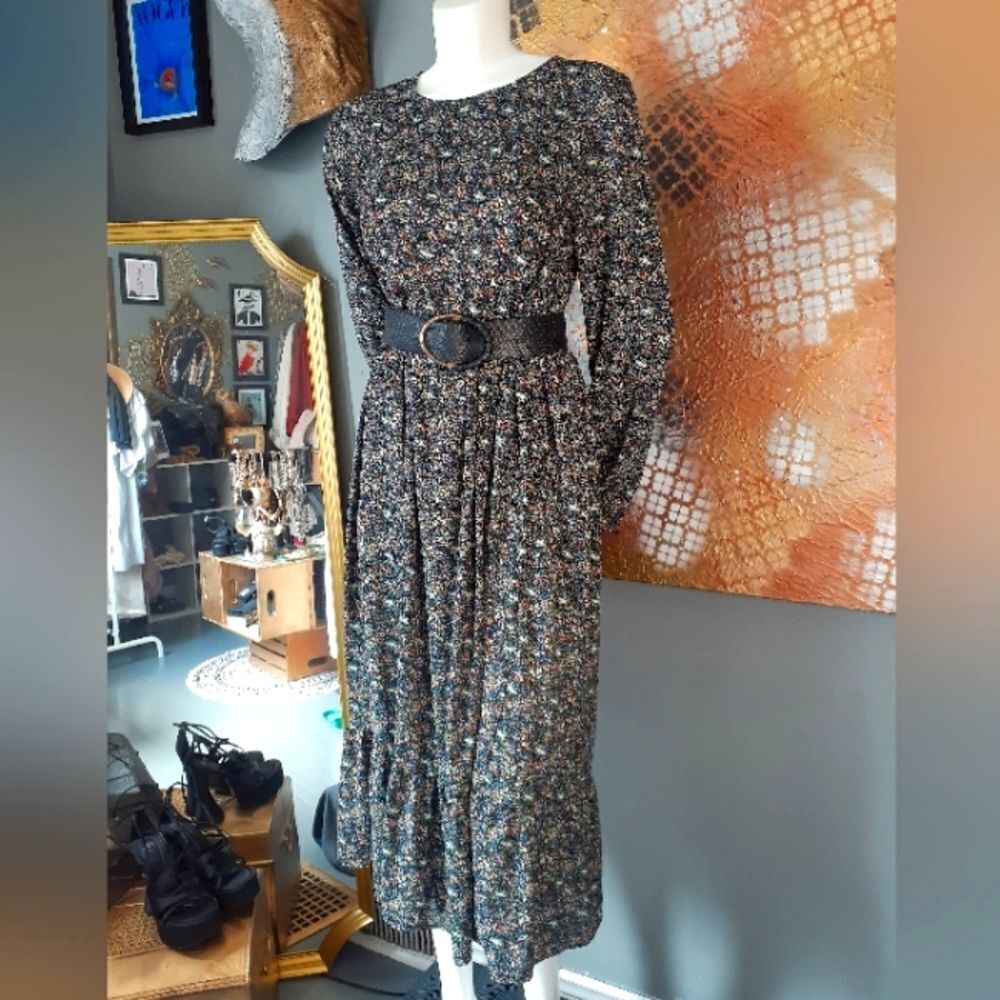 Floral Ruffled Long Sleeve Maxi Dress